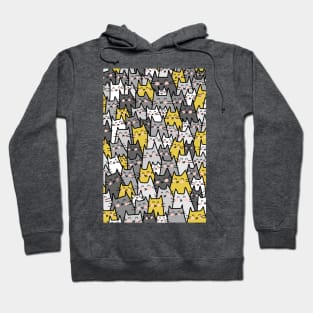 Cat Party - Gray and Mustard Yellow Hoodie
